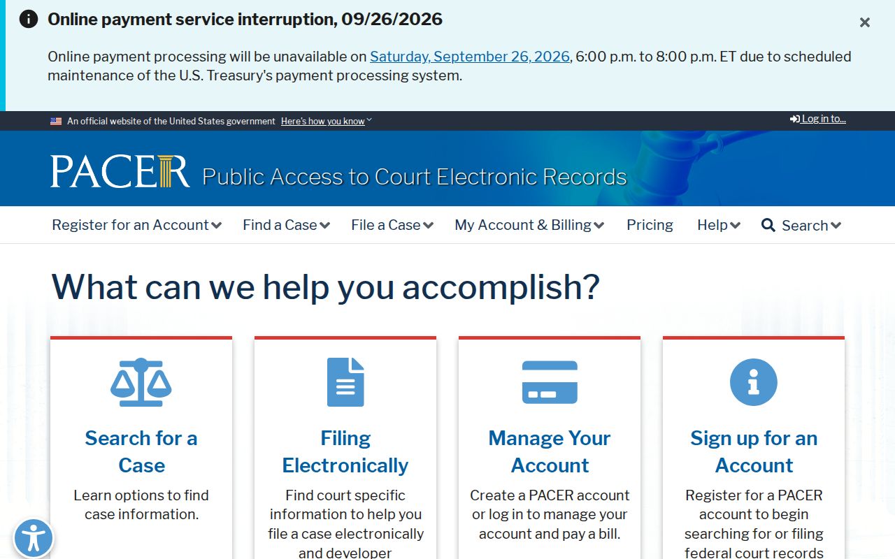 Louisiana warrant system federal PACER docket search home page